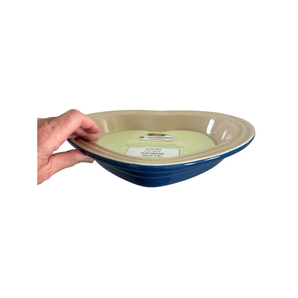 Le Creuset Heart Dish 10in‎ 1Qt Marseille Blue New Stoneware Shallow Baker NWT
